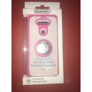 LG K31, ARISTO 5 & FORTUNE 3 INVENTUV ~ Clear And Hot Pink HYBRID CASE